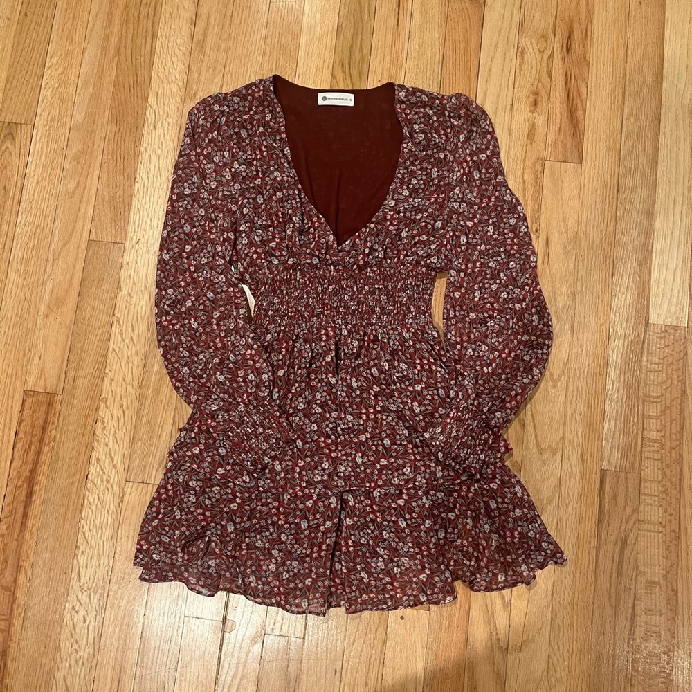 Cute ruched long sleeve dress